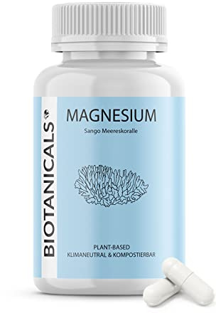 Biotanicals - Magnesium Kapseln (120 Stück) - aus Sango Meereskoralle - Pflanzlich. Optimales Calcium Magnesium Verhältnis (2:1), aus naturbelassener Quelle