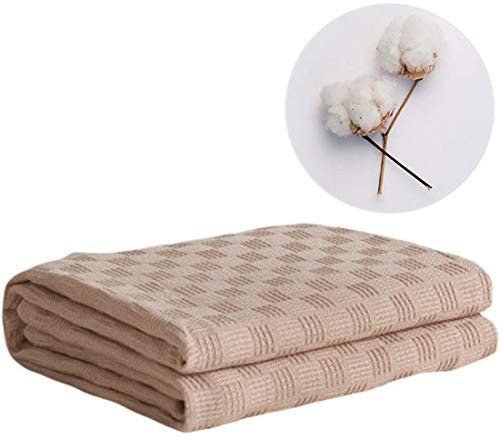 XMZFQ 100% Baumwolle, Verbandsmull Decke, Leichte atmungsaktive Sommer Kühldecken Waffel-Webart-Hauptdekor Bett Decke perfekt, jedes Bett für Layering,F,180X200cm