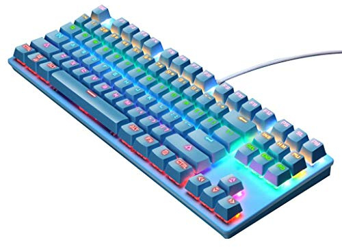 Iwinna Green Shaft Mechanical Keypad 87 Keys Gaming Keyboard with Colorful Light Effect for Windows XP/7/8/10 Systems