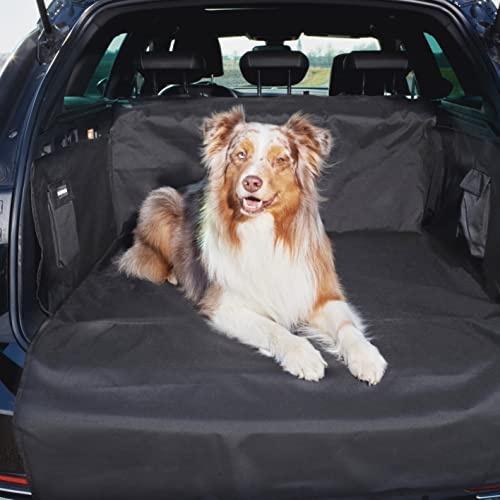 FLUFFINO® Bagageskydd hund (inklusive sido- och lastkantsskydd) – vattentät, reptålig och avtorkbar bagageutrymmesskydd för hundar – hundfilt bil bagageutrymme