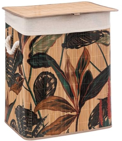 Five - Cesto portabiancheria in bambù e tessuto, 50 l, decorazione Palawan