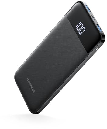 Bateria Externa 10400mAh Power Bank USB C con LED Patalla Bateria Portatil Charmast Ultra Slim Powerbank 2 entradas y 3 Salidas de 5V/3A Compatible con iPhone 14 13 Samsung Huawei iPad