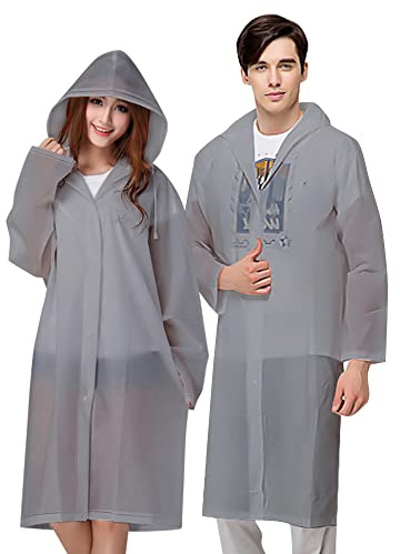 Vicloon Chubasqueros Impermeable, 2 de Paquete Poncho de Lluvia Impermeable Reutilizable con Capucha y Mangas, Unisex Ligero EVA Impermeable Poncho para Viajes, Excursionismo y Exteriores