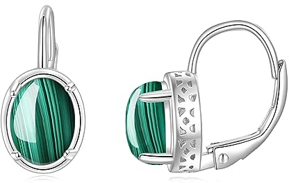 POPLYKE Opal/Schwarzer Onyx/Larimar/Mondstein/Aquamarin/Perle/Bernstein/Labradorit/Türkis/Malachit/Lapis Lazuli Leverback Ohrringe Sterling Silberschmuck Geschenk für Mädchen