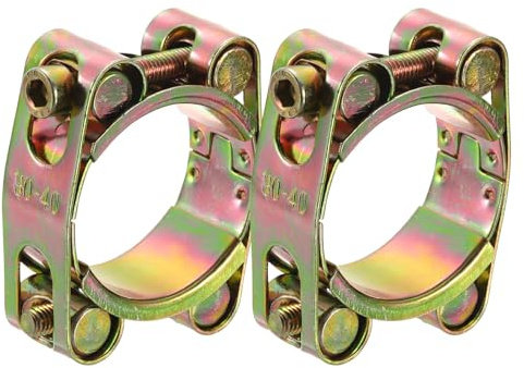 sourcing map 2Pcs T-Bolt Hose Clamps, 30-40mm/1.18-1.57 ID Range, Carbon Steel Radiator Hose Clamp Intake Clamp for Truck Exhaust