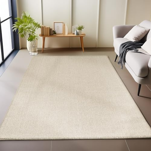 Carpetsale24 Teppich 120x170 cm Beige, Einfarbig & Weich, Moderner Schlingenflor für Wohnzimmer oder Schlafzimmer, Pflegeleicht & Dekorativ