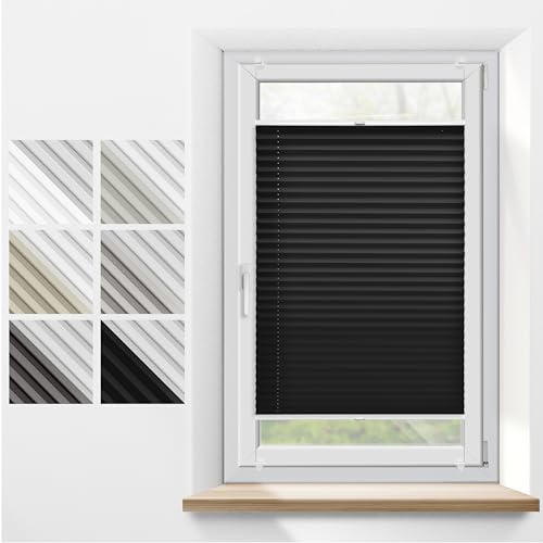 Thermo Plissee mit Bohren nach Maß,100% Verdunkelung und Blickdicht, Plisses für Fenster, 5 Farben,Breite: 30-129cm, Höhe: 150-230cm, Seitenzug- & Springrplisse