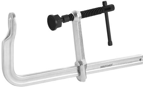 MAXPOWER 12 inch F Clamp, 5-1/2 inch Throat Depth, Replaceable Swivel Pads, Max Jaw Opening 12-inch Heavy Duty Clamps for Welding