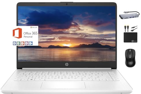 HP MarxsolAccessory - Laptop portatile Micro-Edge da 14 2024, Intel Quad-Core N4120, 8 GB di RAM, 192 GB (64 GB eMMC + scheda da 128 GB), webcam, WiFi, Windows 11S + 1 anno Office 365