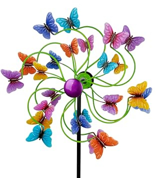 wunderschönes,buntes Windrad für den Garten Modell Schmetterling Windspiel Windmühle,Gartendeko, ca.124 cm groß
