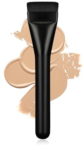 BEAUTYFACTOR Flat Foundation Brush,Korean Makeup Brush Spatula Facial Brush for Liquid Foundation,Premium Face Makeup Brush for Blending Cream (Black)