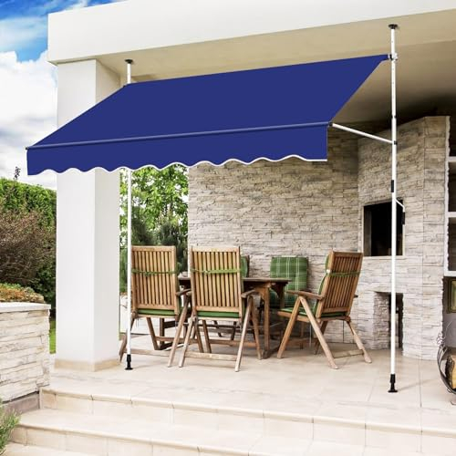 LLZJDDPLY Klemmmarkise mit Handkurbel Balkon | Balkonmarkise ohne Bohren | Markise UV-beständig & höhenverstellbar | Sonnenschutz wasserdicht(Color:Blue,Size:350x180cm/137x70.8in)