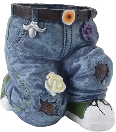 Xiuganpo Denim Pants Flower Pot Resin Retro Jeans Shape Garden Figurines Planter Cute Outdoor Unique Garden Gift Flower Pots Flowerpot Ornament for Home Lawn Yard Outside Decor