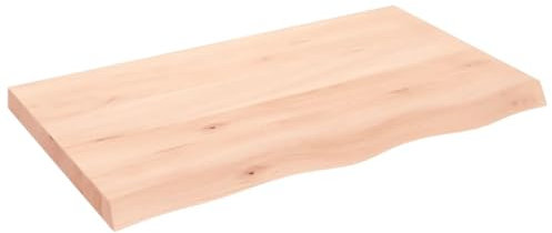 Makastle Waschtischplatte Holzbohlen Ideal für Aufsatzwaschbecken, Tischplatte Holzplatte Baumkanten-Platte für Heimwerker, Arbeitsplatten, 100x60x(2-6) cm Massivholz Unbehandelt