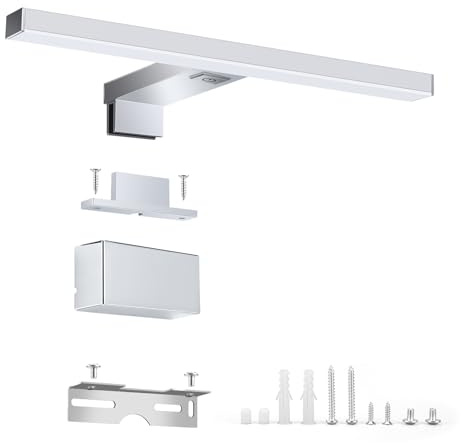 NBEASTKEY LED Spiegellampe dimmbar,30cm Badezimmerleuchte,8W 4000K Neutralweiß,IP44 wassergeschützt,moderne Spiegelleuchte & Badleuchte,einfache Installation 230V,für Badezimmerschrank, Schminktisch
