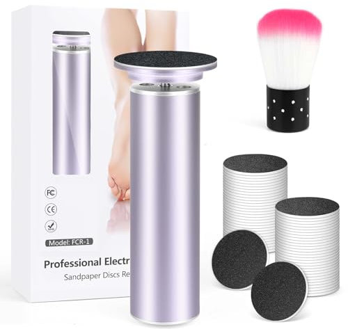 Electric Foot File Hard Skin Remover, Highly Effective Callus Remover Foot Grinder Professional Pedicure Foot Care Tools for Dead Skin Dry Skin with 60pcs Replacement Pads and Clean Brush