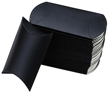 minkissy Packung Mit 50 Stück Schokoladenkisten Verpackung Von Bonbonschachteln Süßigkeiten-verpackungsbeutel Süßigkeitenbeutel Geschenkhalter in Kissenform Kissenschachteln Black