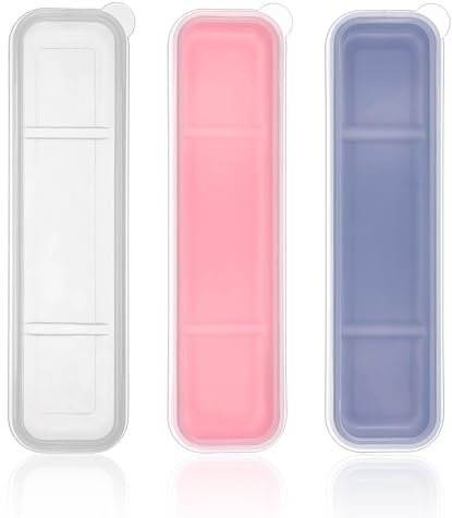 Tyqour 3pcs Portable Flatware Box 8in Cutlery Box Utensil Holder for Lunch Box with Lid Tableware Storage Box Case Travel Silverware Case Chopstick Case Spoon Case Fork Holder for Cutlery Kit