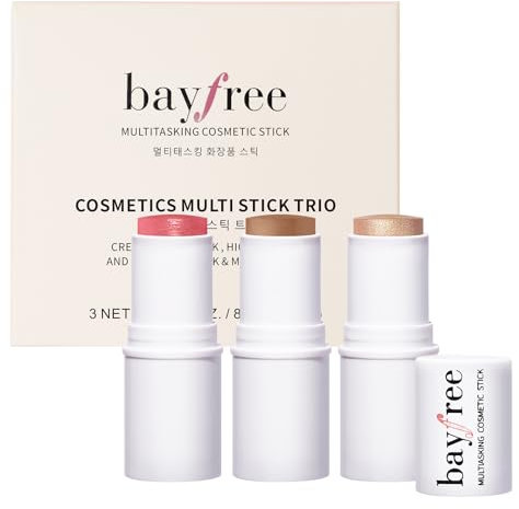 bayfree 3 PCS Makeup Cream Contour Stick Set, Illuminante Viso & Blush & Bronzer Stick, Effetto Naturale Opaco o Lucido, Lunga Durata, Multiuso per Ogni Tipo di Pelle