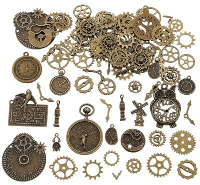 TPZORJX steampunk,steampunk femme,engrenage,Assorties Accessoires Steampunk Engrenages Vintage Gears Squelette Steampunk Pendentif Charms pour l'artisanat, Bijoux de Bricolage
