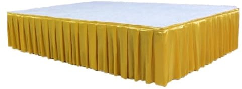 WJLYDM TischröCke EIS Seide Stoff Tisch Röcke Party Transparent Weiß Plissee Hochzeit Tischdecke Abdeckung Sockel Geburtstag FüR Hochzeit, Geburtstag(Bright Gold,H30xL300CM)