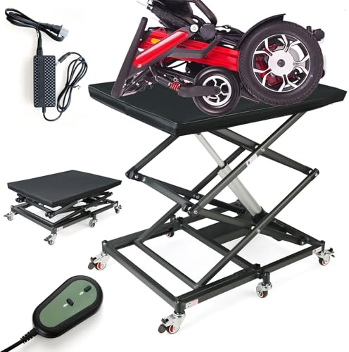 Wheelchair Lift Portable Electric Lift, 5000N Motor Power, 130Lbs Capacity, Electric Scissor Lift Table, w/ 4 Brake Wheels, Coffee Table Lift
