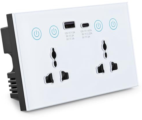 Vocdikficy Enchufe Universal UE Reino EE. UU. Tuya ZigBee Interruptor de de Corriente Inteligente con Puerto USB y Tipo C Salida Smart Life