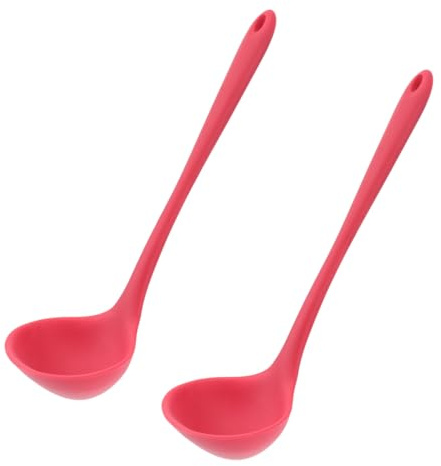 CIYODO Silikon Suppenlöffel Mit Langem Griff Hitzebeständig Und Weich Antihaftbeschichtet Suppenkelle Für Kochen Servieren Und Eintöpfe 11.02X3.35X0.79In Küchenhelfer Mit Aufhängeöse