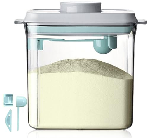 Milchpulver Aufbewahrungsbox 1700 ml, Milchpulverspender, Druckknopfschalter, Versiegelter Milchpulver Behälter, BPA-frei, Stapelbarer Milchpulverbox mit Löffel, Proteinpulver-Aufbewahrungsbox
