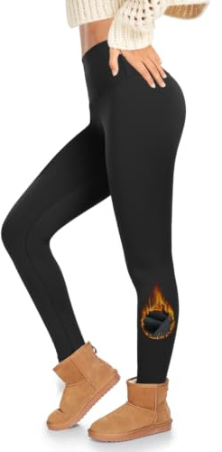 ACTINPUT Thermal Leggings Women High Waisted Thick Fleece Lined Leggings Long Winter Warm Stretchy Leggings Tights