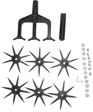 Yosoo Health Gear Versatile Soil Cultivation Manual Garden Soil Scarifier 2 in 1 Tiller Cultivator with 3 Pronged for Reseeding Mixing Customizable Planting Width