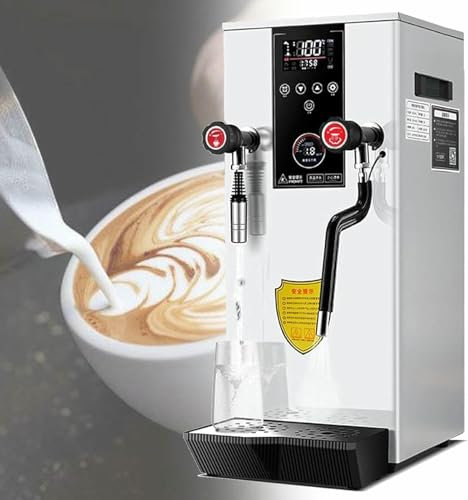 XSDAJSD Macchina per Acqua bollente Commerciale a 2 Lance, Macchina per schiumare Il Latte a Vapore da 12 Litri, schiumalatte Elettrico Resistente con Display a LED, per tè Espresso