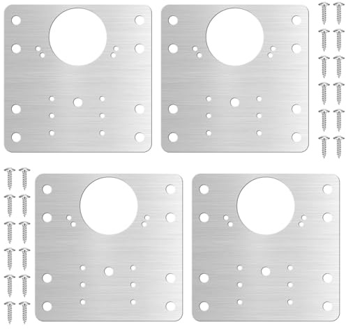 Dreamil Scharnier Reparaturplatte,4 Stück Edelstahl Scharnier Reparaturplatte,Reparaturset für Schränke,Schrank,Wohnmöbel,Schublade,Kisten,Fenster(9 x 9 cm)