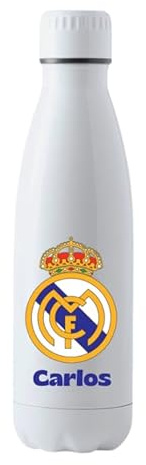 Genérico Botella de Agua Madrid Personalizada con Nombre - Regalo para Fans de Fútbol - Ideal para Niño Hombre o Mujer