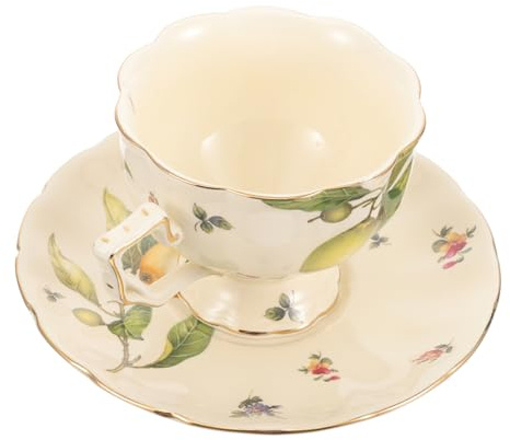PartyKindom Kaffeetassen Stabiles Design Satz Vintage aus Keramik mit Untertasse und Verformbar für Französischen und Englischen Nachmittagstee