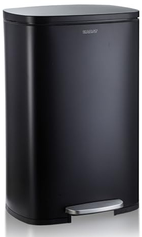 Floordirekt Poubelle de cuisine, noire, 50 l, en acier inoxydable, système de tri sélectif des déchets (Dustin)