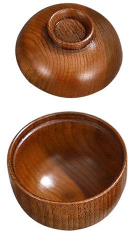 ELAYARD Cuenco de Madera con Artesanía Fina y Diseño Elegante para Servir Sopa y Arroz con Tapa Cuenco Japonés Decorativo para Uso Hogar
