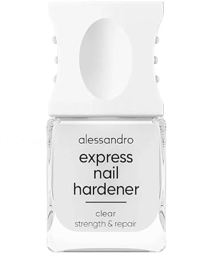alessandro Express Nail Hardener Clear - Nagelpflege für weiche, brüchige Nägel - Mit Silicium, AHA & Hexanal - Glänzendes Finish - Nagelhärter für widerstandsfähige, glatte Nägel - Vegan - 10ml