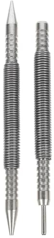 VILLFUL 2pcs Dual Head Spring Loaded Punch Set Hammerless Heavy Duty Nail Tools for Wood Metal Glass Marking Efficient