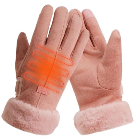 Bajbumgn Beheizbare Damen Handschuhe, elektrisch aufladbare USB-Winterhandschuhe, Heizhandschuhe mit Ladefunktion für Radfahren im Freien bei kaltem Wetter