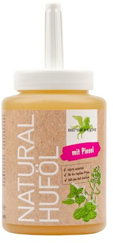 Bense & Eicke Natural Huföl mit Pinsel 450 ml, rein natürliches Hufpflegeöl mit Avocadoöl und Oreganoöl, pflegt Hufhorn, erhält Elastizität und fördert Hornstabilität