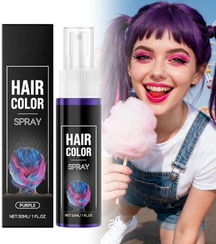 Clawrex Temporäres Haarspray Farbe Lila, 30ml Abwaschbare Farbiges Hair Dye Spray, Sofortige Haar Colorationen, Sicher Formula, Haarfarbe Purple Schnelle Haarfärbung für Halloween, Karneval & Cosplay