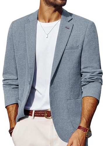 PJ PAUL JONES Mens Blazers Smart Casual Linen Jacket Business Blazer | 1 button, X-type, double split back, casual or business
