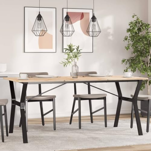 Owoxanthellate Struttura per tavolo da pranzo a forma di Y, 160 x 80 x 73 cm, in acciaio verniciato a polvere, colore nero, stabile, design industriale, resistente all'altezza e durevole, per cucina