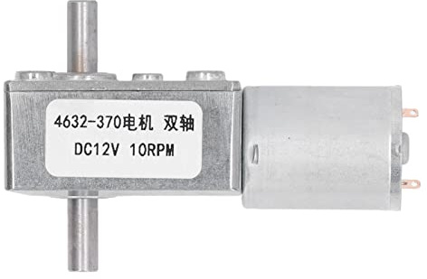 Moteur à engrenages Turbo, microboîtier d’engrenages à couple élevé 12 V CC avec arbre de sortie perpendiculaire, réducteur à vis sans fin mini-turbine en laiton et aluminium (10 tr/min)