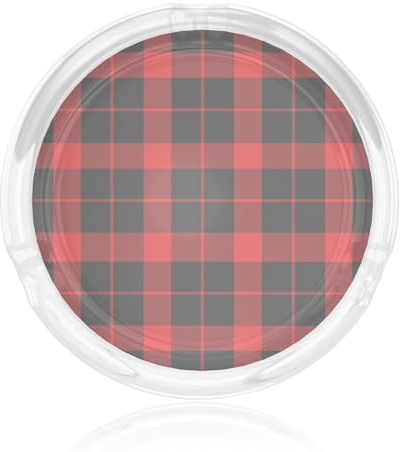 Ash Tray Glass Ashtray, Ashtrays for Smokers Indoor Tabletop Decoration (Red Grid)