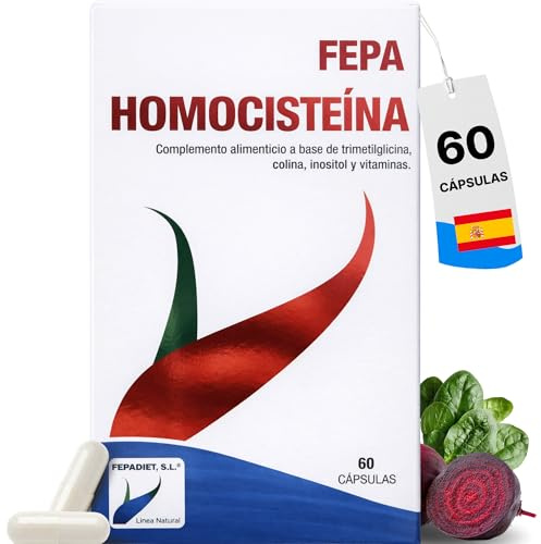 Homocisteína FEPA – 60 Cápsulas – Colina, Betaína (TMG), Inositol y Vitaminas B6, B9 y B12 – Complemento Alimenticio – Apoyo Metabolismo de la Homocisteína y el Bienestar General – Fepadiet