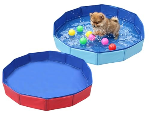 Hitopin 2PCS Faltbarer Hundepool, Hundeplanschbecken, Tragbar Schwimmbecken, Planschbecken für Hunde, Minipool Hund für Sommer,Haustierpool aus PVC,für Kleine Hunde Katze(50x10cm)