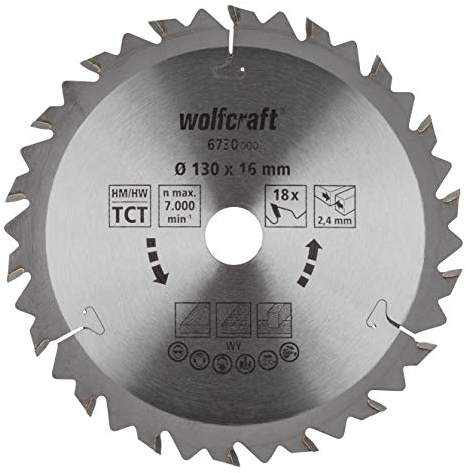 wolfcraft 6730000 | Handkreissägeblatt HM | Serie braun | 18 Zähne | ø130mm