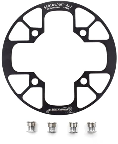 UPANBIKE Montain Bike Chainring Guard 104 BCD Aluminum Alloy Chain Ring Protector Cover for 32~34T 36~38T 40~42T Chainring Sprockets (40T-42T, Black)